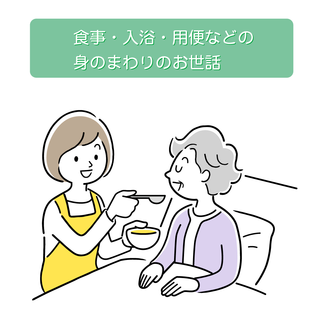 食事・入浴・用便などの身のまわりのお世話